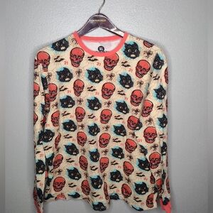 Beistle by Creepy Co Pajama Top Unisex XL Horror Cat Skull Spider Halloween V
